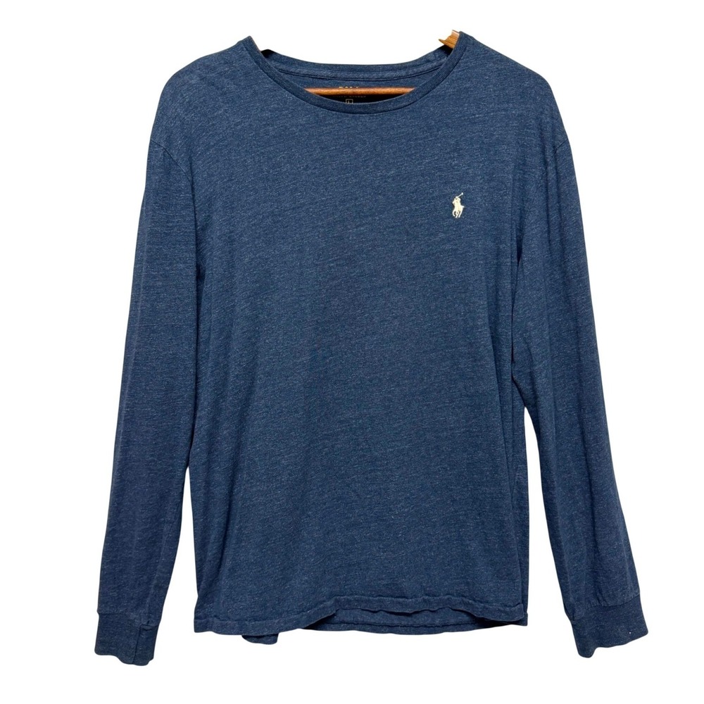 Polo Ralph Lauren Mens Size L Long Sleeve T-Shirt Heather‎ Navy Blue Pony Logo